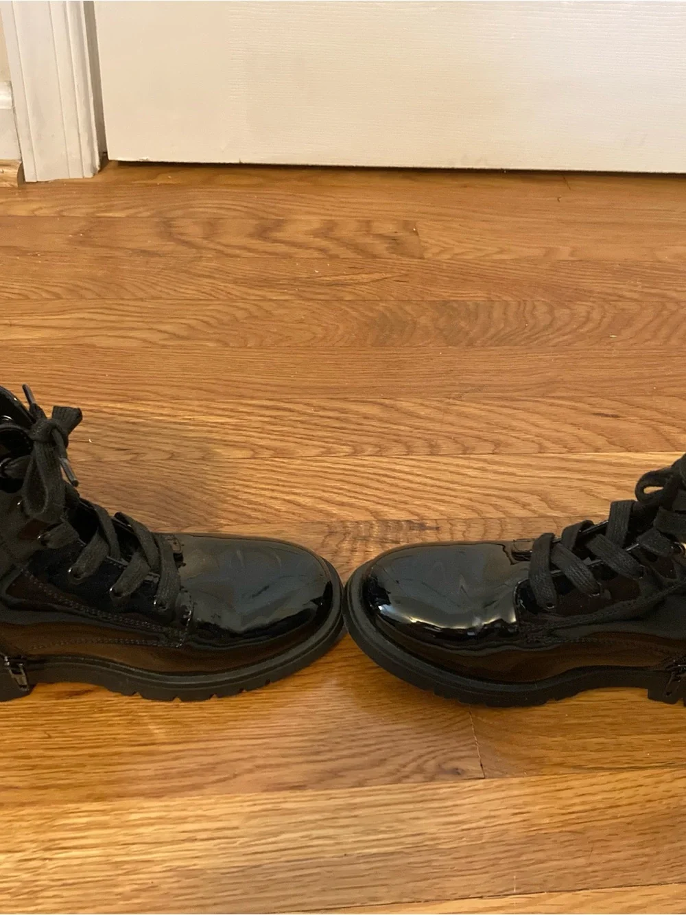 GAP Black Patent Lace-Up Kids Boots